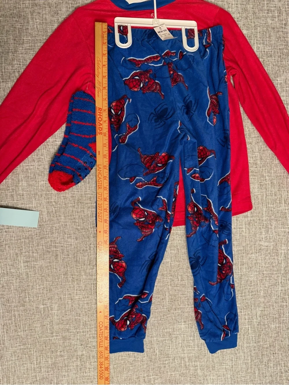Marvel Spider-Man 3 Piece Fleece Pajama Set with Grip Socks Boys Medium 8/10 NWT